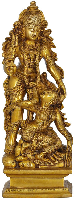 Brass Kamadeva & Rati Statue | Traditional Hindu Deity Sculpture | Natural Brass Finish (Height: 13.5 Inches)