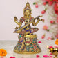 Brass Saraswati Seated on Lotus - Handcrafted Hindu Goddess Saraswati Idol for Home Decor and Pooja (Height 14 Inch)