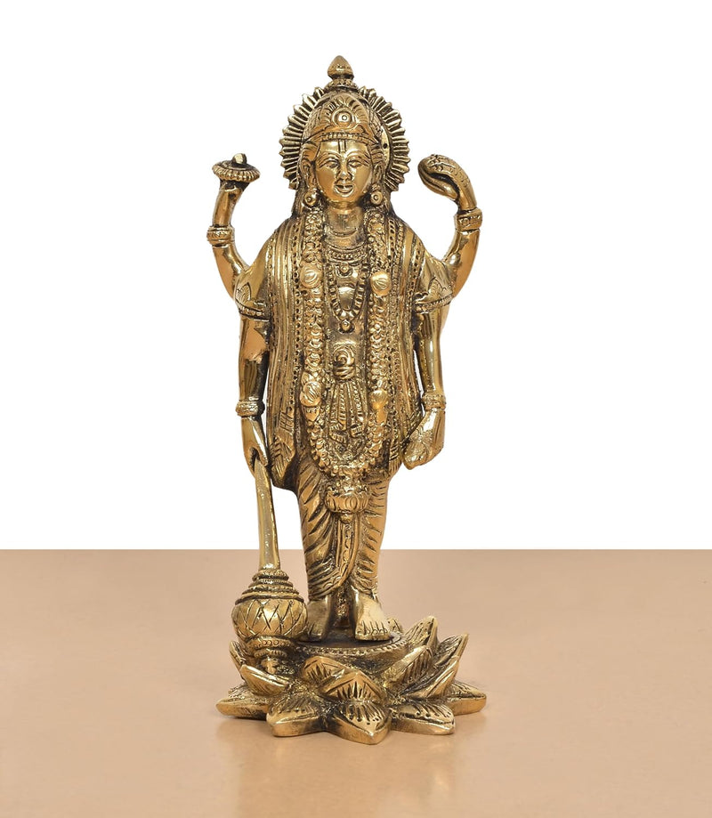 Brass Lord Vishnu Standing Idol (Height 8.5 Inch)