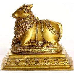 Brass Nandi-The Vehicle of Lord Shiva, Height: 6"