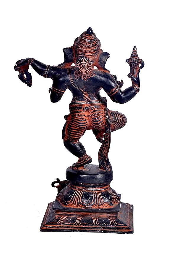 Brass Dancing Four Hand Dancing Ganesha Ganesha Murti Statue Idol Height 12 Inches