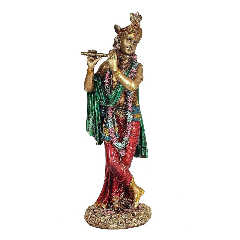 Krishna Playing Flute in Resin for Home Office | Height 10 Inch