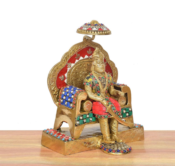 Brass Maharaja Agrasen Idol (Height: 11 Inch) (Multicolor 1) Study Setting