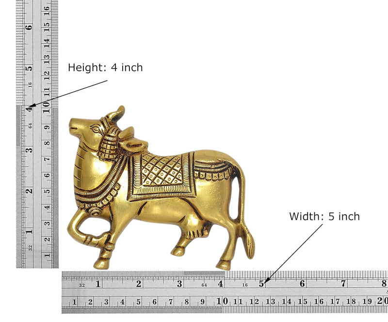 Brass Kamdhenu Cow Pair Wall Hanging Vastu Gau MATA Statues for Home Decor and Ofice Wall Decor Vastu Pooja Figurine (Height: 4 inch) (Gold)