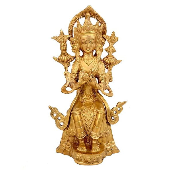 Brass Tibetan Buddhist Deity Maitreya Buddha (Height: 9inches)