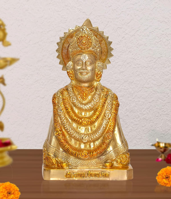 Brass Baba Khatu Shyam ji Idol Statue Showpiece for Home Decor and Pooja Decoration (Height:11.5 Inch)