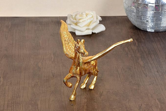 Brass Flying Angel Horse Statue Pegasus Animal Feng Shui Decorative Décor Showpiece Height 4 Inch