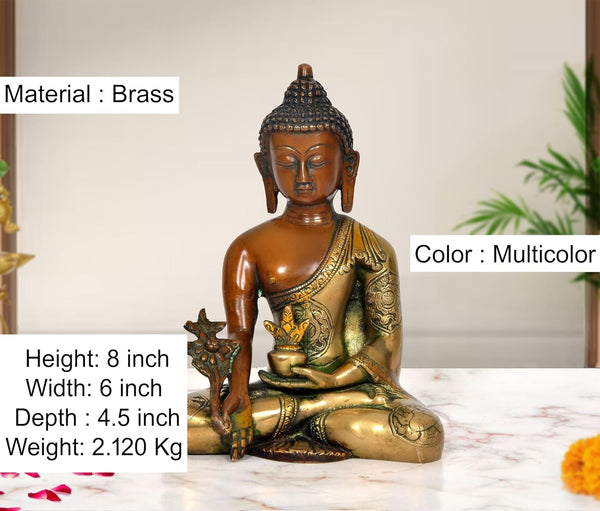 Brass Varada Mudra Gautam Buddha Statue (Height: 8 inch) (Multicolor 1) Entryway Setting