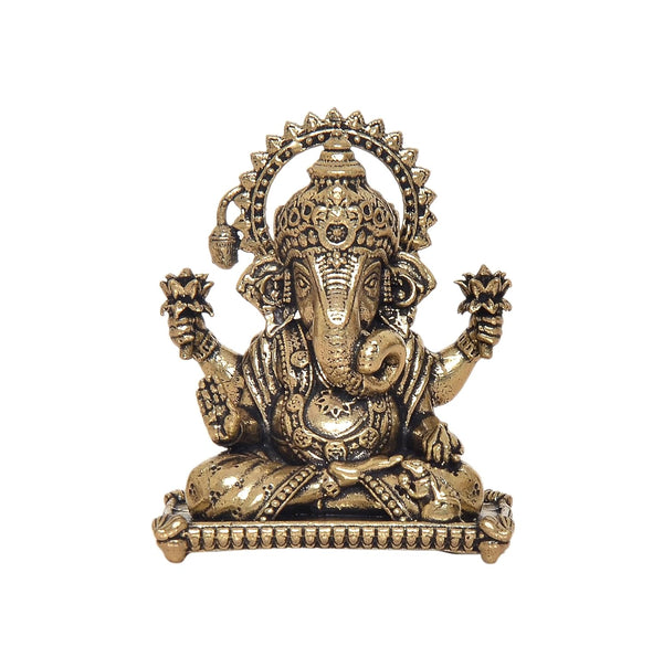 Bronze Lord Ganesha Sitting Ganpati Idol Vinayak Religious Statue for Home Decor Mandir Pooja Decorative Showpiece, Color Bronze (Height 2 Inch)