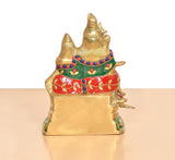 Rear view Shiv Parivar Murti, brass base with multicolor band details