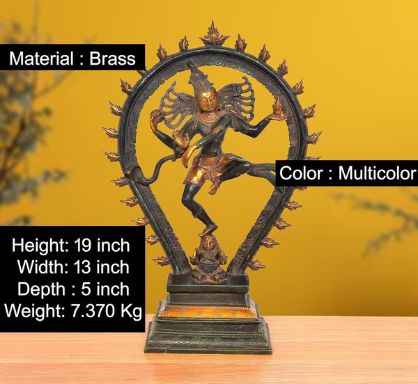 Brass Natraj Lord Shiva Dancing Idol (Height 19 Inch) Entryway Setting