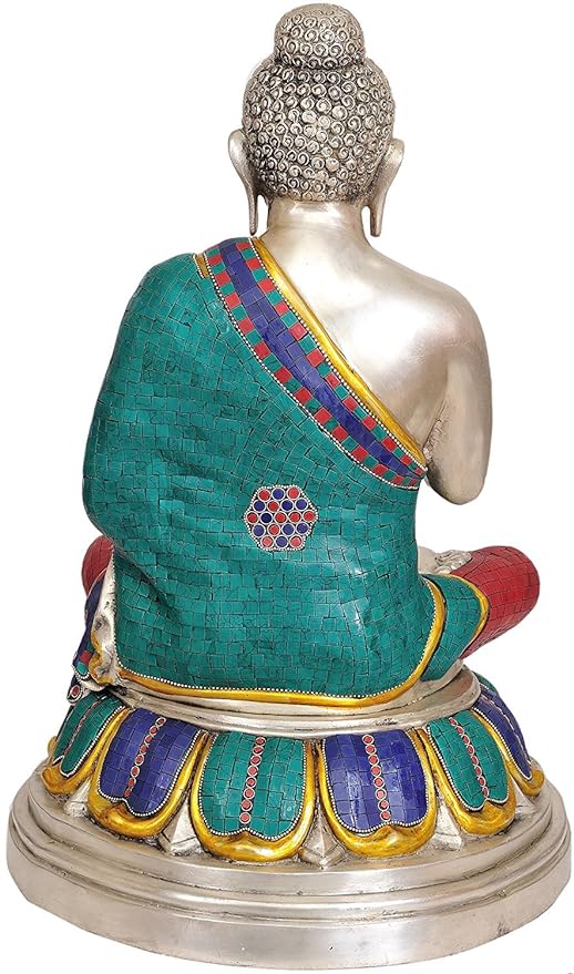 India Large Size Tibetan Buddhist Buddha in Vitarka Mudra Brass Statue Height : 22 inches