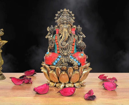 Superfine Brass Lord Ganapati Bappa Religious Murti (Height: 6 Inches)