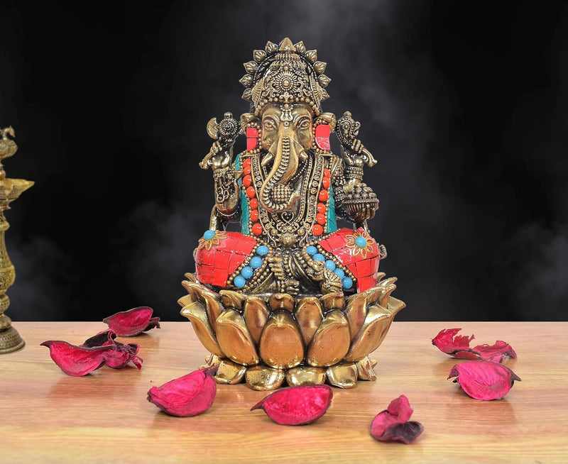 AONA Bronze Lord Ganapati Bappa Religious Murti