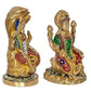 Brass Lord Sitting Vishnu Lakshmi On Shesh Naag Idol Figurine Showpiece Multicolour Height 8" Inches (Set of 2)