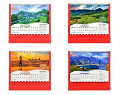 2026 desk calendar month pages: September, October, November, December with spiral binding