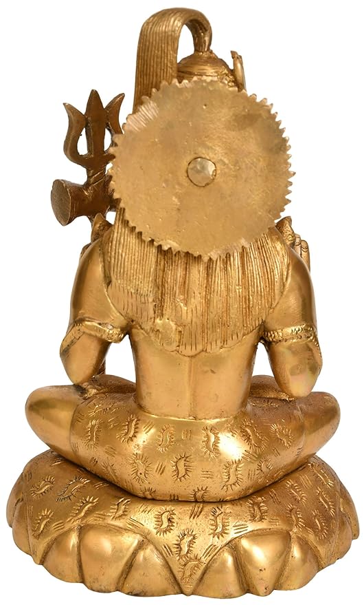 Brass Shiva Seated On Lion Skin, Height: 9.7 inches