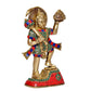 Brass Hanuman JI with Mountain Statue Idol Sculpture Statue Home Decor (Height: 9 Inch)