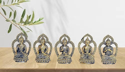 Bronze Small Buddha Pack of 5 Idol Buddha Statue Height 4.5 cm for Home Decor