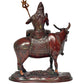 Brass Lord Shiva Seated on Nandi Murti Religious Statue for Home Temple Mandir Pooja Decor (Height : 9 inch)