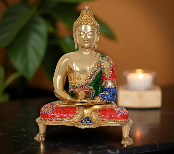 Brass Buddha Idol in Dhyan Mudra (Height: 20 Inches)