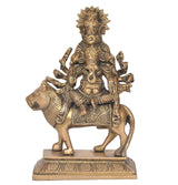 Brass Heramba Ganesha statue on horse with many arms and patterned vest