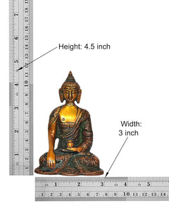 Brass Buddha statue figurine with height 4.5 in and width 3 in measurements