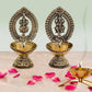 Lakshmi Ganesha Idol Laxmi Ganesh Diya Oil Lamp for Diwali Pooja Gift Decoration Showpiece (Height 4.5 Inch)