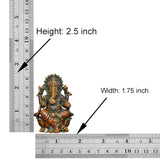 Lord Ganesha brass idol with size markings: height 2.5 in, width 1.75 in