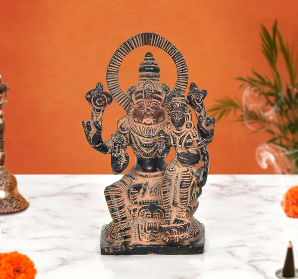 Brass Lakshmi-Narasimha Idol (Height 6 Inch)