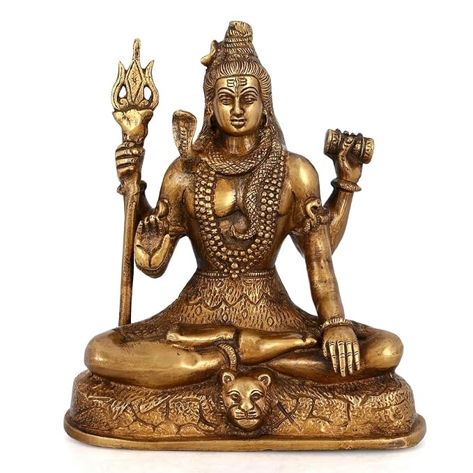 Brass Shiva Shiv Idol Murti Figurine, Height : 8.5 Inches Home Decor