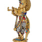 Brass Krishna Statue Idol with Inlay Work On Base for Home Decor | Height : 11 Inches