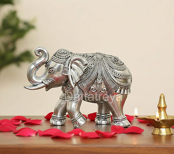 AONA Bronze Silver Elephant Sculpture 