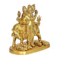 Brass Statue Hindu Trimurti Brahma Vishnu Mahesh Figurine Idol Dattatreya with Auspicious Cow : Lord Shiva Tridev for Home Temple Office Table Shop Height- 8 Inch