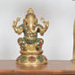 Brass Lord Ganesha Idol Ganesh Statue Decorative Sculpture for Home Decor Office Mandir Pooja Showpiece (Height 7.5 Inch)