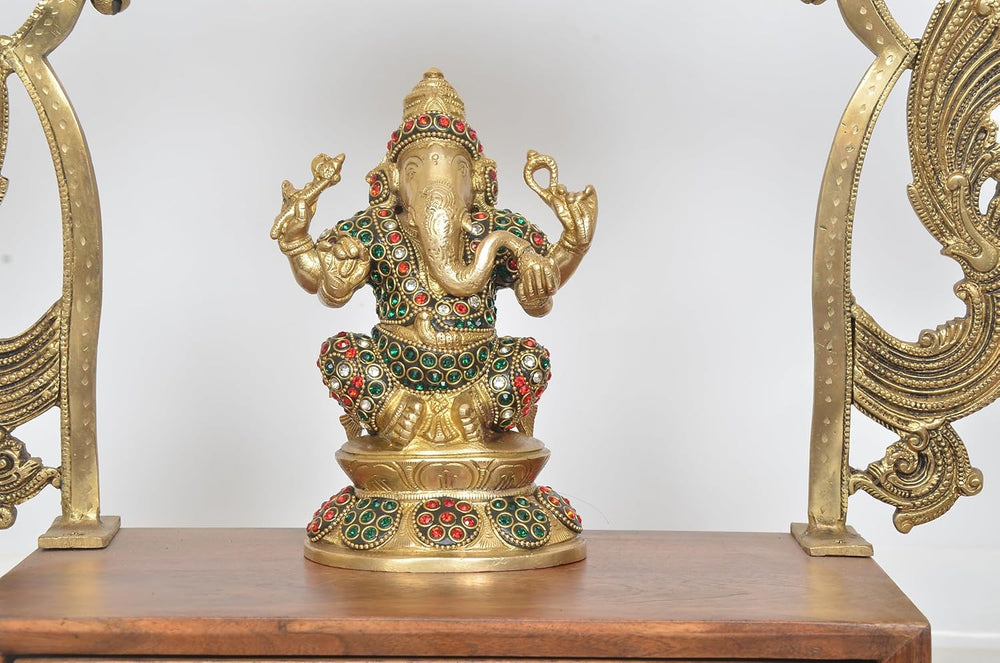 Brass God Ganpati Statue (Height 7.5 Inch)