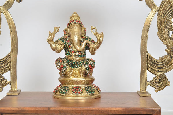 Brass God Ganpati Statue (Height 7.5 Inch)