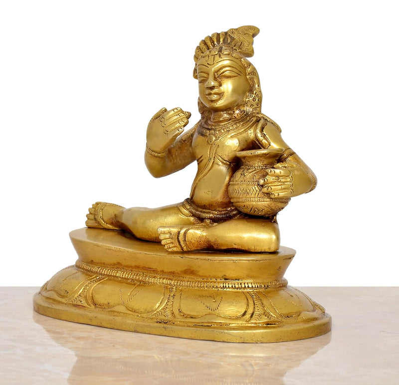 Brass Krishna Laado Gopal Statue (Height: 5 Inch)