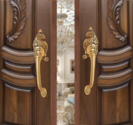 Brass Man with Long Neck Door Handle Pair (Pack of 2) (Height : 8.5 inch)