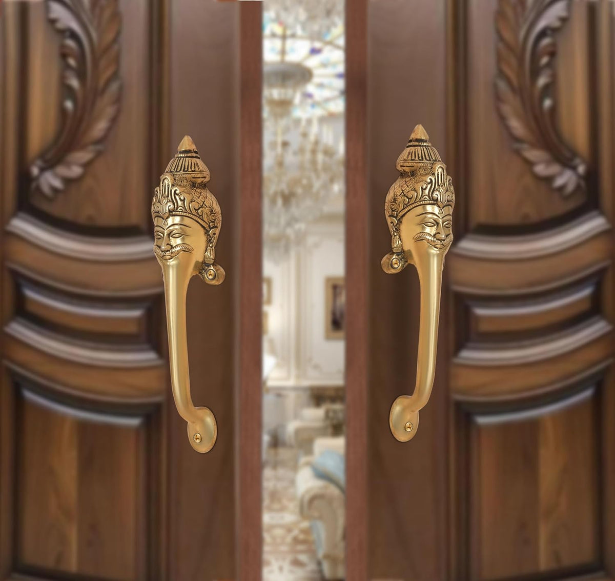 Brass Man with Long Neck Door Handle Pair (Pack of 2) (Height : 8.5 inch)