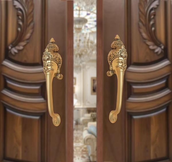 Brass Man with Long Neck Door Handle Pair (Pack of 2) (Height : 8.5 inch)