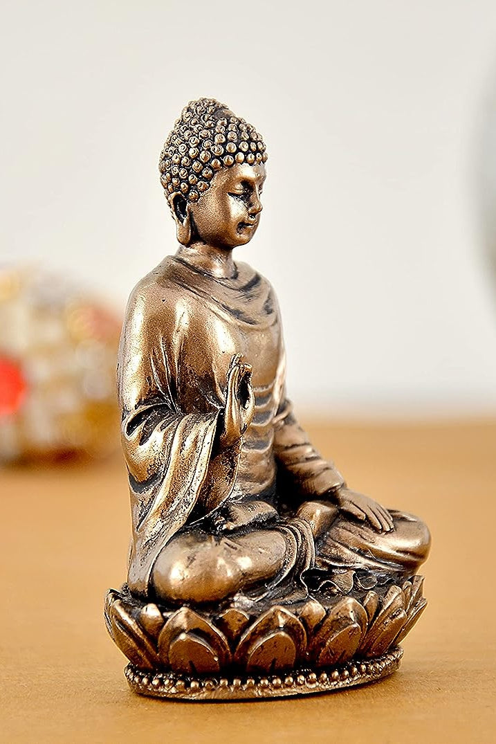 Resin Lord Buddha Idol Statue Sculpture Decorative Showpiece Gift Item Multicolour Height 3 Inches