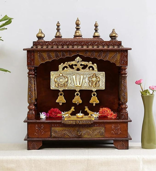 Metal Wall Hanging Balaji Idol Sanku Chakra Namam Latkan Statue Mandir Hanging with Bells Tirupati Balaji Murti Symbol Tilak for Home & Office Height: 6 Inch Entryway Setting