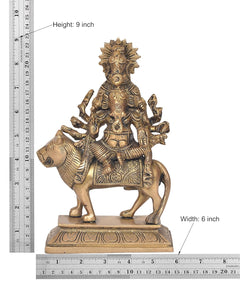Brass Ganesha idol size: height 9 in, width 6 in, horse-mounted statue