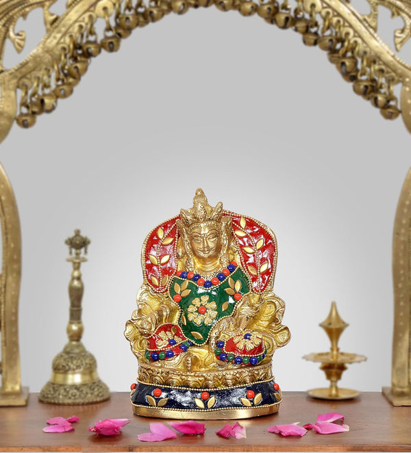 Brass Kubera God of Wealth Kuber Kuberan Protector of The World Antique Statue Murti Statue for Home Decor Office Mandir (Height: 5.5 Inch) Mandir Setting
