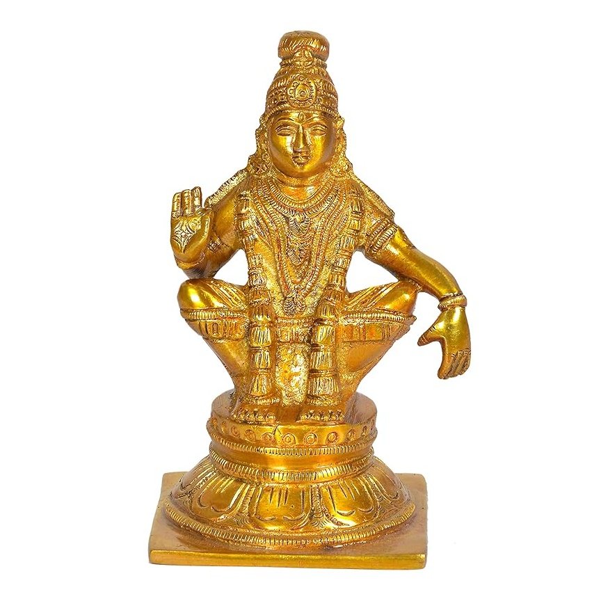 Brass Seated Lord Ayyappan fine Brass Statue Idol, Height : 5 inch – AONA