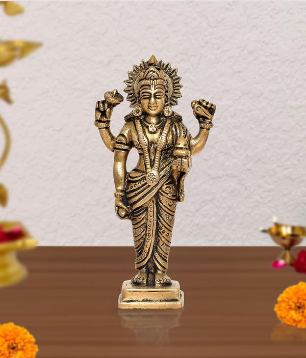 Brass Dhanvantri The Physician of God Statue for Home Office Decor Diwali Pooja Mandir,(Height 6 Inch)