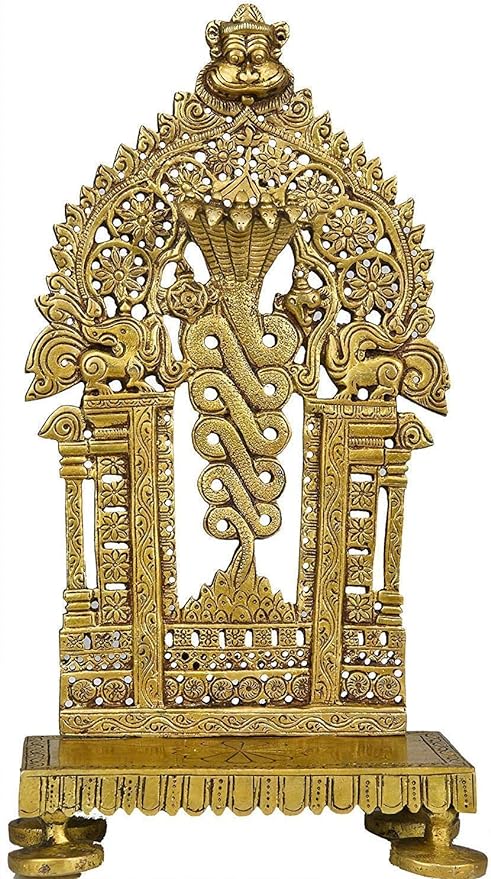 Auspicious Antique Elegant Spiritual Handcrafted Vasuki Pancha Mukhi Sheshnag (Snake) Singhasan (Throne) Chowki in Brass for Religious Deity Idol Statue in Home/Office/Temple Pooja