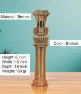 Bronze Ashoka dashboard finial, 6 inch height; lion top with ridged base