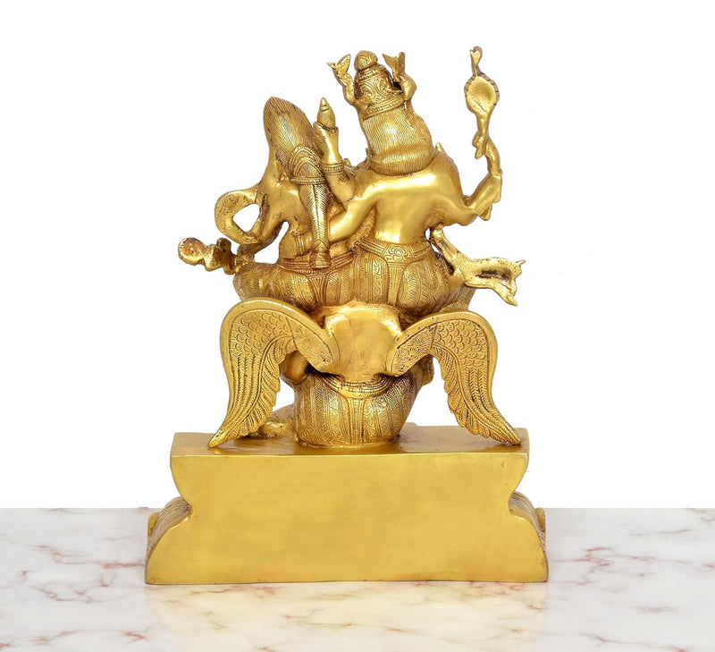 Brass Vishnu and Devi Lakshmi On Garuda Flying Idol (Height: 12 Inch)